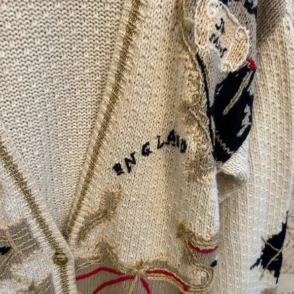 Vintage Casual Corner Europe Map Knit Cardigan Gold Detail Size Womens Small - Picture 7 of 8